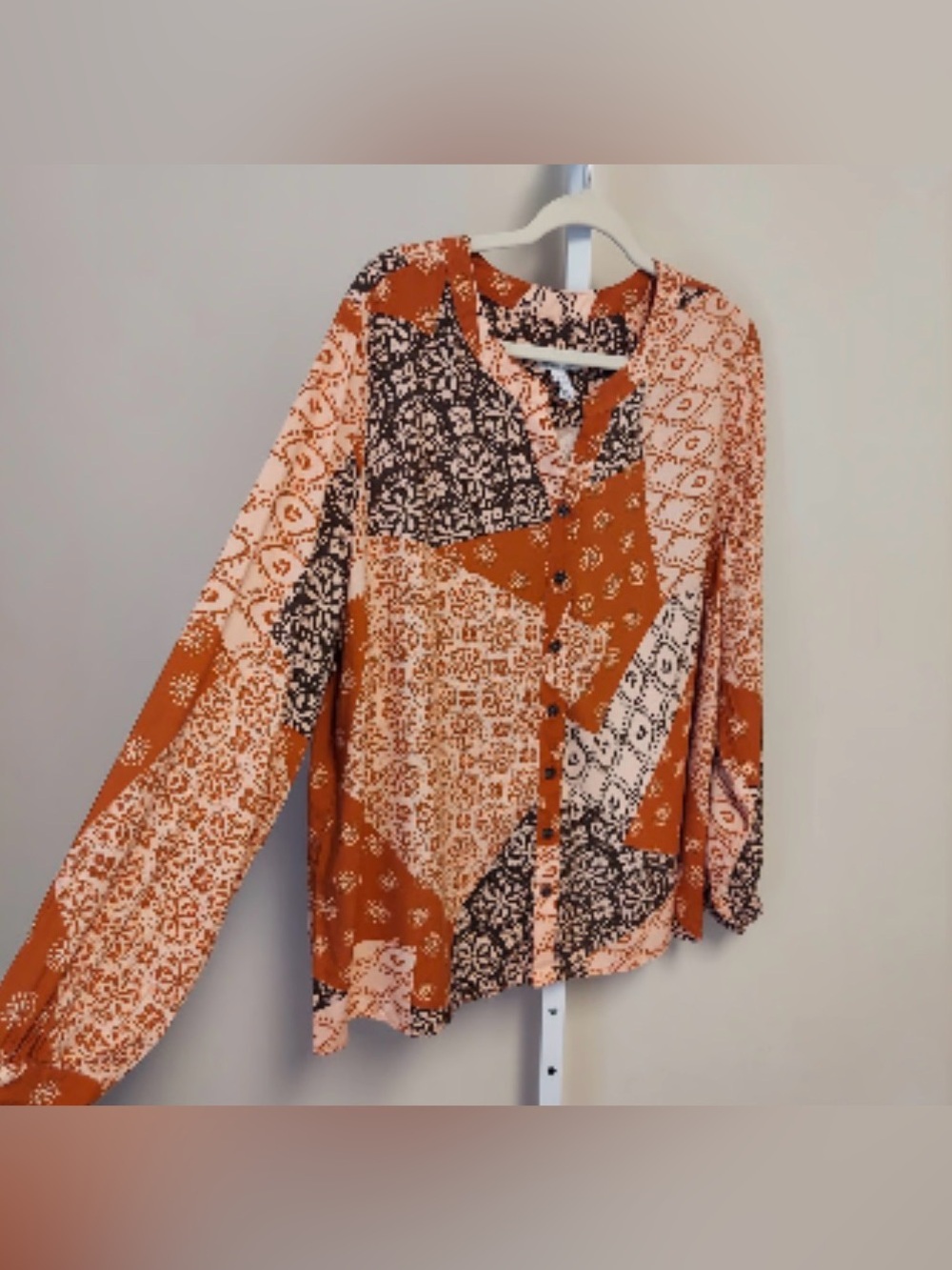 D&Co. Canyon Retreat Womens Button-Front Blouse